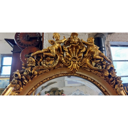 273 - Ornate Gilt Bevelled Mirror with Dome Top - C. 61cm W x 190cm H