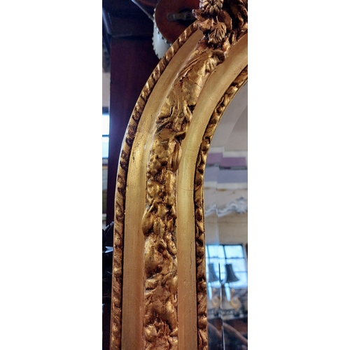 273 - Ornate Gilt Bevelled Mirror with Dome Top - C. 61cm W x 190cm H