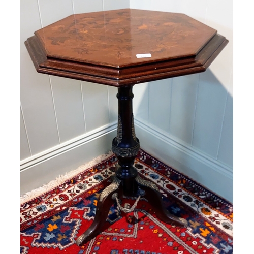 282 - Inlaid Octagonal Occasional Table with Ormolu Mounted Tripod Base - C. 61cm W x 79cm H