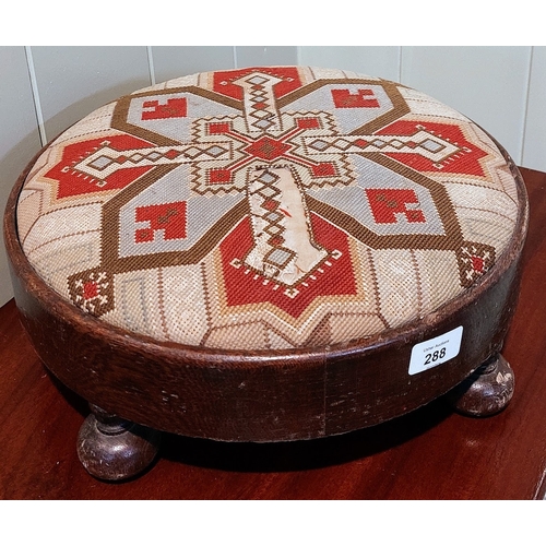 288 - Round Tapestry Covered Footstool