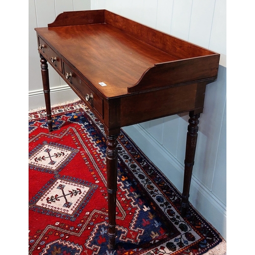 294 - Victorian Mahogany Washstand with Gallery Back and 2 Drawers - C. 122cm W x 52cm D x 79cm H