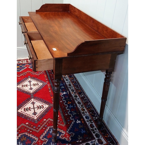 294 - Victorian Mahogany Washstand with Gallery Back and 2 Drawers - C. 122cm W x 52cm D x 79cm H