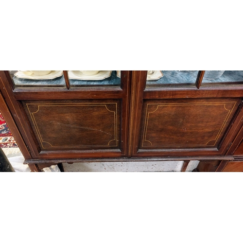 302 - Edwardian Inlaid Mahogany Display Cabinet - C. 91cm W x 29cm D x 177cm H