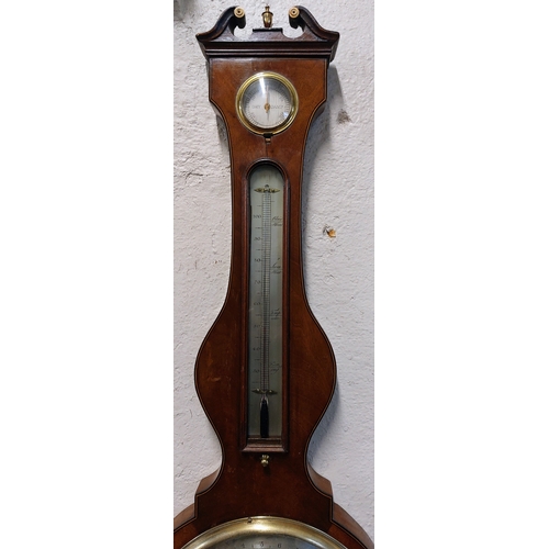 306 - 19th Century Mahogany Wheel Barometer by Volorite with Inlay and Brass Detail - Masonic Interest  - ... 