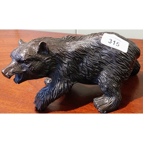 315 - Bronze Bear Figure - C. 20cm W