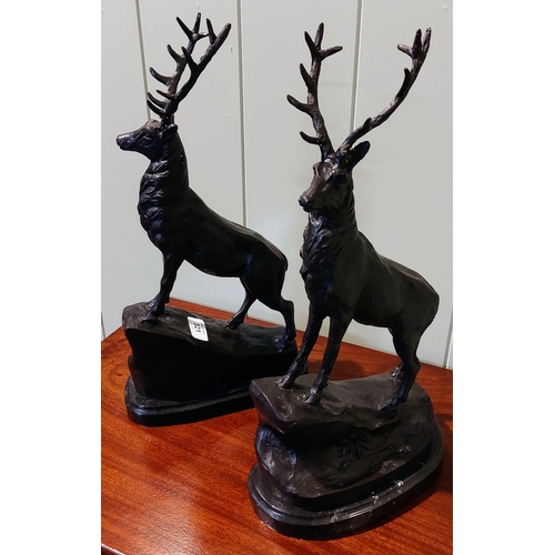 321 - Pair of Bronze Mantle Stag Figures - C. 44cm H