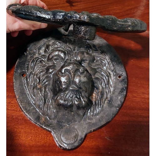 324 - Cast Iron Lion Head Door Knocker - C. 22cm W