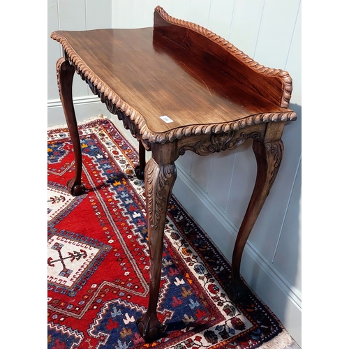 326 - Carved Mahogany Hall Table with Gallery Back - C. 95cm W x 45cm D x 76cm H