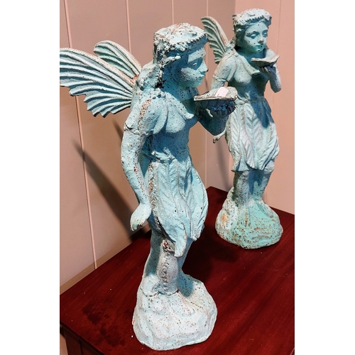 328 - Pair of Cast Metal Angels - C. 50cm H