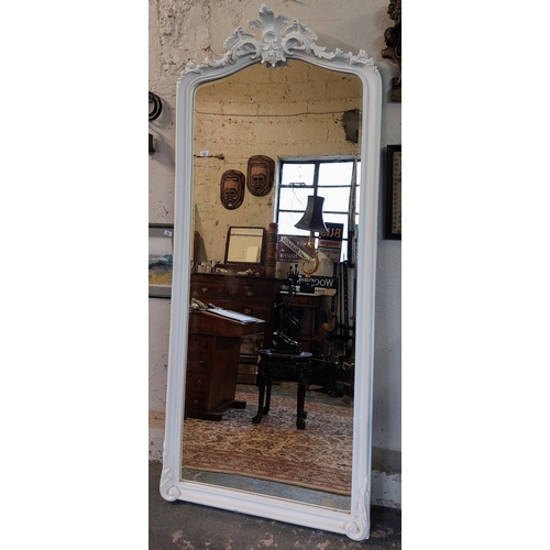 329 - Large White Frame Bevelled Mirror - C. 87cm W x 200cm H