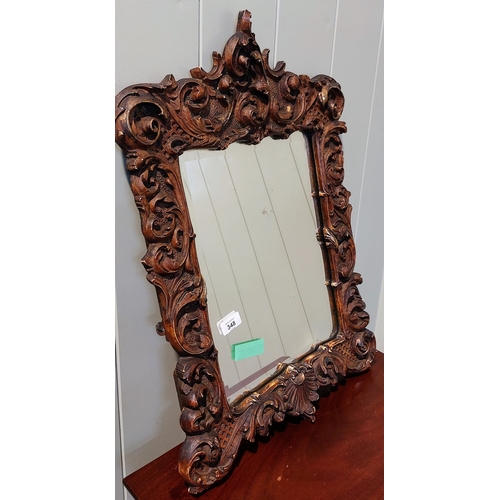 348 - Ornate Gilded Foliate Scroll Bevelled Mirror - C. 46cm W x 68cm H