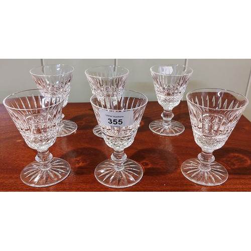 355 - 6 Waterford Cut Glass Sherry Glasses