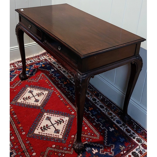 369 - Mahogany Side Table with 2 Drawers and Ball and Claw Feet - C. 107cm W x 56cm D x 76cm H