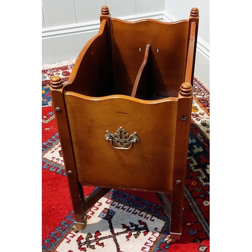 377 - Neat Size Canterbury with Brass Handles and Castors - C. 46cm W x 27cm D x 46cm H