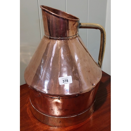 378 - Large Copper and Brass Measuring Jug - C. 38cm H