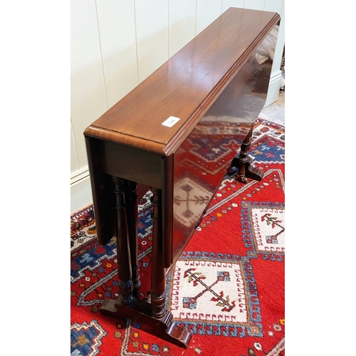 394 - Victorian Mahogany Sutherland Drop Leaf Table with Gate Leg - C. 91cm W x 20cm D x 66cm H