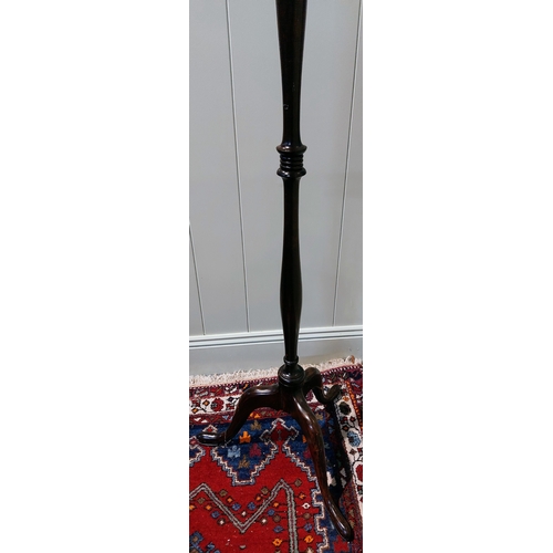 406 - Mahogany Torchere with Turned Column on Tripod Base - C. 144cm H