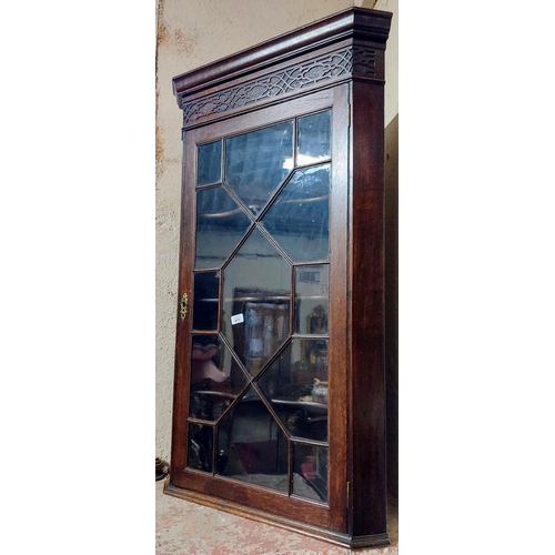 411 - Astral Glazed Oak Corner Cupboard - C. 64cm W x 114cm H