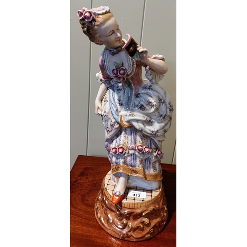 413 - Sevres Style Porcelain Masked Dancers - C. 44cm H