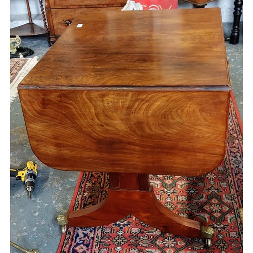 433 - Mahogany Sofa Table with 2 Drawers and Brass Paw Castors - C. 83cm W x 70cm D x 70cm H