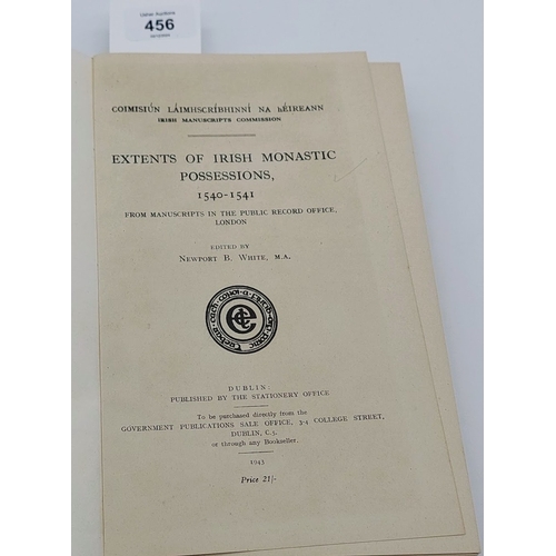 456 - Extents of Irish Monastic Possessions by Newport B White, 1943