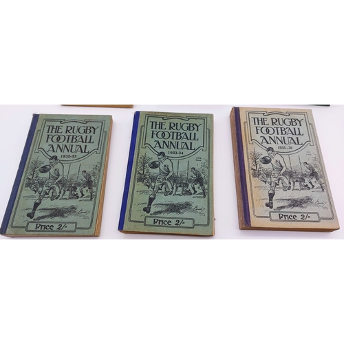 500 - 7 Vols of The Rugby Football Annual (1920's & 1930's) & 2 Vols Wisdens Rugby Football Almanack 1924/... 