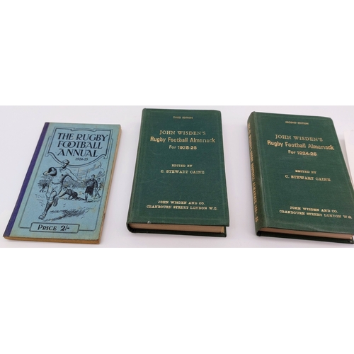 500 - 7 Vols of The Rugby Football Annual (1920's & 1930's) & 2 Vols Wisdens Rugby Football Almanack 1924/... 