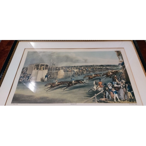 502 - 2 Framed Racing Prints - Ascot Scene and Diomed - C. 41cm W x 36cm H (measurement inc frame)