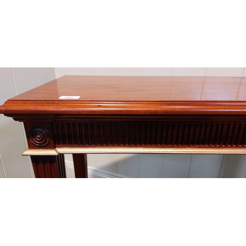 545 - Mahogany Console Table with Gilt Edging and Tapered Legs - C. 93cm W x 38cm D x 88cm H