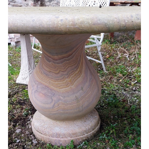 567 - Heavy Carved Sandstone Round Garden Table - C. 120cm W