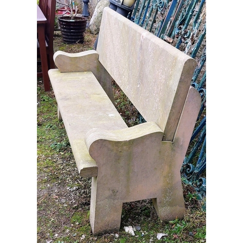 574 - Carved Sandstone Garden Bench - C. 166cm W