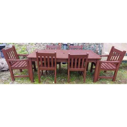 575 - Wooden Garden Table and 6 Chairs - Table C. 184cm x 89cm