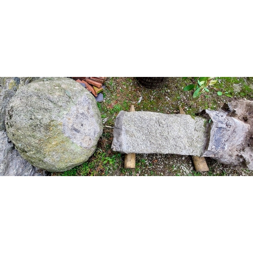 580 - Large Carved Granite Staddle Stone - Pillar C. 110cm H, Top C. 63cm W