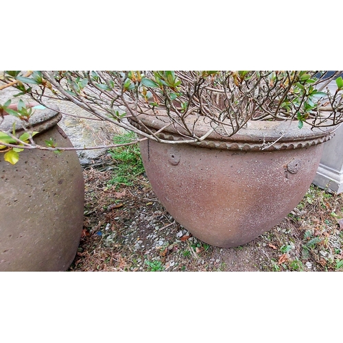 592 - 2 Large Matching Terracotta Style Composite Planters - C. 62cm W x 51cm H