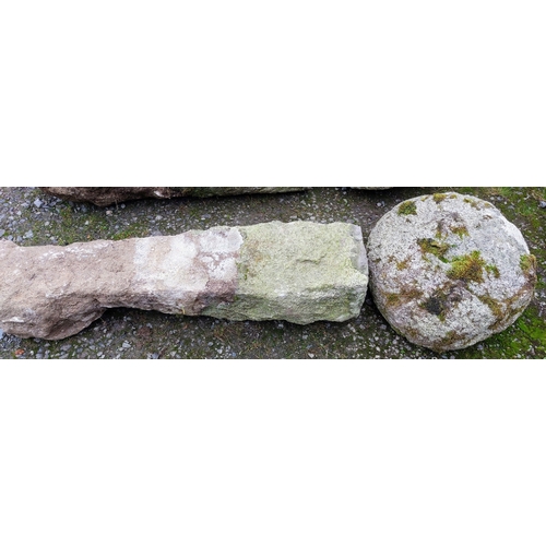 603 - Granite Staddle Stone - Pillar C. 105cm H, Cap C. 50cm W