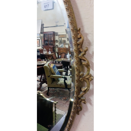 617 - French Style Gilded Metal Frame Bevelled Mirror - C. 47cm W x 75cm H