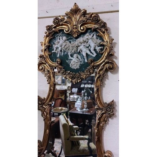 624 - French Gilt Console Table with Marble Top and Matching Gilt Mirror with Cherub Mouldings - Table C. ... 