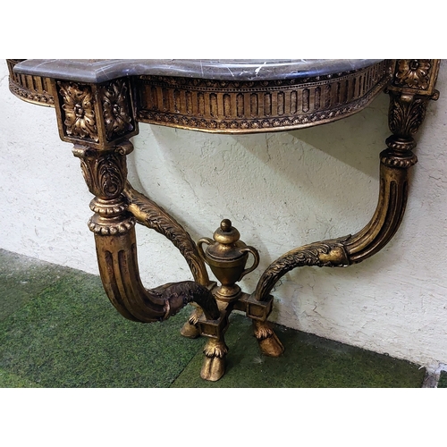 625 - French Gilt Console Table with Marble Top and Matching Gilt Mirror with Cherub Mouldings - Table C. ... 