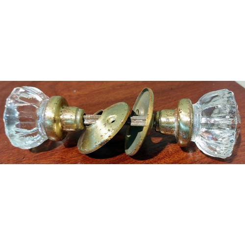 635 - 6 Brass and Glass Door Handles