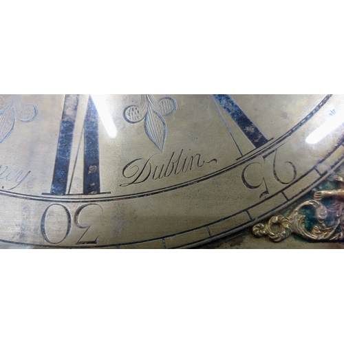 637 - John Finney Dublin Longcase Clock - C. 1730's. Cuban Mahogany with Brass Face - C. 209cm H