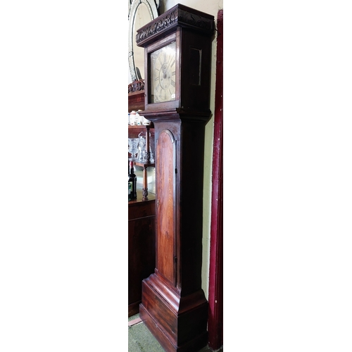 637 - John Finney Dublin Longcase Clock - C. 1730's. Cuban Mahogany with Brass Face - C. 209cm H