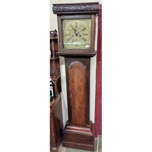 637 - John Finney Dublin Longcase Clock - C. 1730's. Cuban Mahogany with Brass Face - C. 209cm H