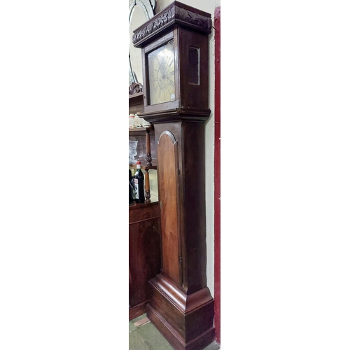 637 - John Finney Dublin Longcase Clock - C. 1730's. Cuban Mahogany with Brass Face - C. 209cm H