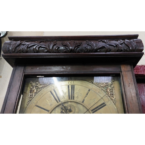 637 - John Finney Dublin Longcase Clock - C. 1730's. Cuban Mahogany with Brass Face - C. 209cm H