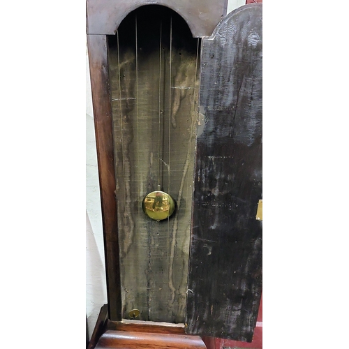 637 - John Finney Dublin Longcase Clock - C. 1730's. Cuban Mahogany with Brass Face - C. 209cm H