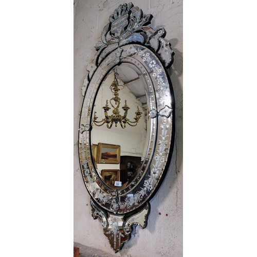 638 - Large Venetian Style Mirror - C. 65cm W x 140cm H