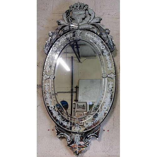 647 - Large Venetian Style Mirror - C. 65cm W x 140cm H