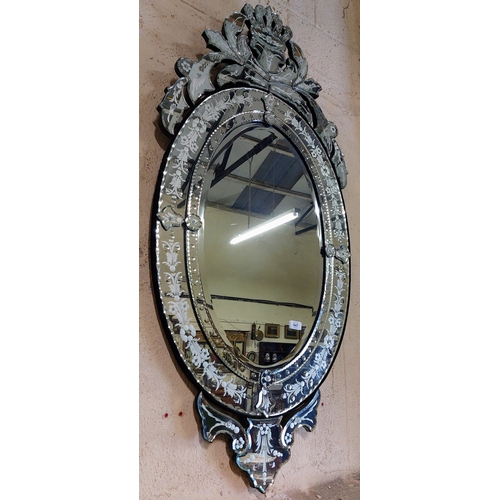 647 - Large Venetian Style Mirror - C. 65cm W x 140cm H