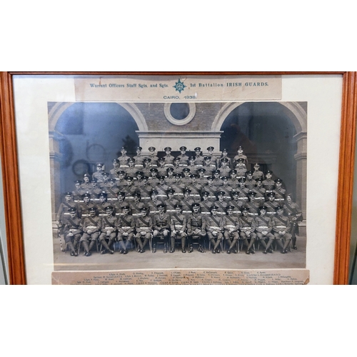 648 - 3 Framed Photos - Cpl J McLaughlins Squad Irish Guards August 1936, Corporals Mess Guards Depot 1936... 