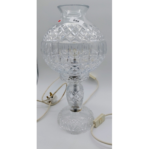 649 - Pair of Waterford Cut Glass Lamps - C. 41cm H